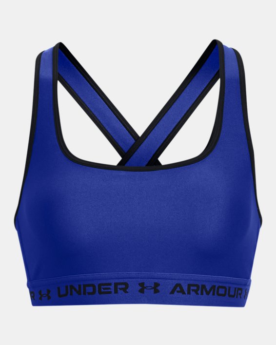 Women's Armour® Mid Crossback Sports Bra, Blue, pdpMainDesktop image number 10